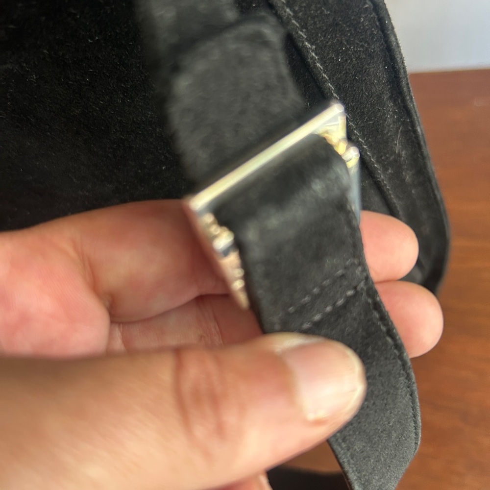 Vintage Salvatore Ferragamo Black Suede & Leather Shoulder Bag – Made in Italy - Picture 8 of 12